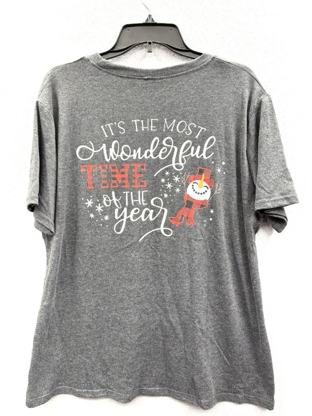 XL Gray Christmas T-Shirt It's The Most Wonderful Time Of The Year Snowman
